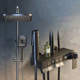 ZeeCry Thermostat Shower Set System/Digital Multifunction Shower Set Matte Black 5 in 1 Waterfall Shower Panel With Temparature Digital Display