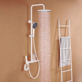 ZeeCry 4 Piano Thermostatic Shower Set White Matte GreyColor / 4 in 1 Wall Mixer Single Lever Shower Panel Rain Fall heavy Brass Brass Body Waterfall Bathroom shower System,