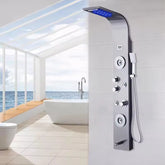 ZeeCry Luxurious Shower Panel Rainfall Shower, Body Massage Spray Handheld Shower, Waterfall & Rain Shower,Stainless Steel 304 Grade,Shower Panel - Flow with Hydropowered LED Light + Digital Display & 5 Water Functions.