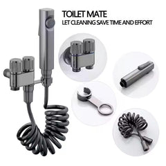 Zeecry Modern Handheld Bidet Sprayer Set – High-Pressure Bathroom Spray Gun with Angle Valve, 2m Hose, Chrome Finish, Wall Bracket, for Toilet & Washing Machine