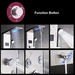 ZeeCry Thermostatic Chrome shower Panel/Rainfall Shower,8 Body Massage Spray/Luxury Bathroom shower Panel Waterfall Body Massage shower (Stainless Steel) 304 Free Faucet Angle Valve