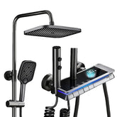 ZeeCry Thermostat Shower Set ,5 in 1 Wall Mixer Single Lever Overhead Shower Set , Hand shower + overhead rectangle Shower, Heavy Brass | Rainfall Modular Shower System (Stainless Steel) SS304 Grey