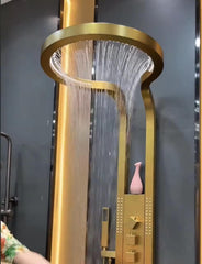 ZeeCry Shower Panel System, 220 cm Wall Mounted, Matte Black, Thermostatic Control with Digital Display, Multiple Spray Modes, 304 Stainless Steel