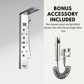 ZeeCry Shower Panel 8-in-1 Thermostatic | Stainless Steel 304, Rainfall Shower, 8 Body Jets, Handheld, Hot & Cold Mixer, LED Display, Wall Mount Kit (Luxurious Chrome) Free Faucet Angle Valve