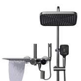 ZeeCry 5 in 1 Wall Mixer Single Lever Overhead Shower Panel, Hand shower + overhead rectangle Shower, Heavy Brass | Rainfall Modular Shower Set (Grey)