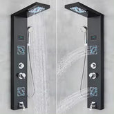 ZeeCry Luxurious Shower Panel Rainfall Shower, Body Massage Spray Handheld Shower,Wall Mount Easy Connect Shower Panel Kit, Luxury Silver Shower Panel 5 in One With LED Display Temperature