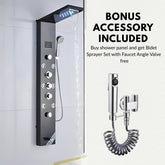 ZeeCry 8-in-1 Thermostatic Shower Panel | Stainless Steel 304, Rainfall Shower, 8 Body Jets, Handheld, Hot & Cold Mixer, LED Display, Wall Mount System (Brushed Black Edition) free Faucet
