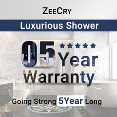 ZeeCry Thermostatic Shower Set Rainfall Modular Shower Panel/Hand shower + overhead rectangle Shower/Piano Switches Shower Panel/Grey Color Brass Body /4 in 1 Wall Mixer Single Lever Shower set