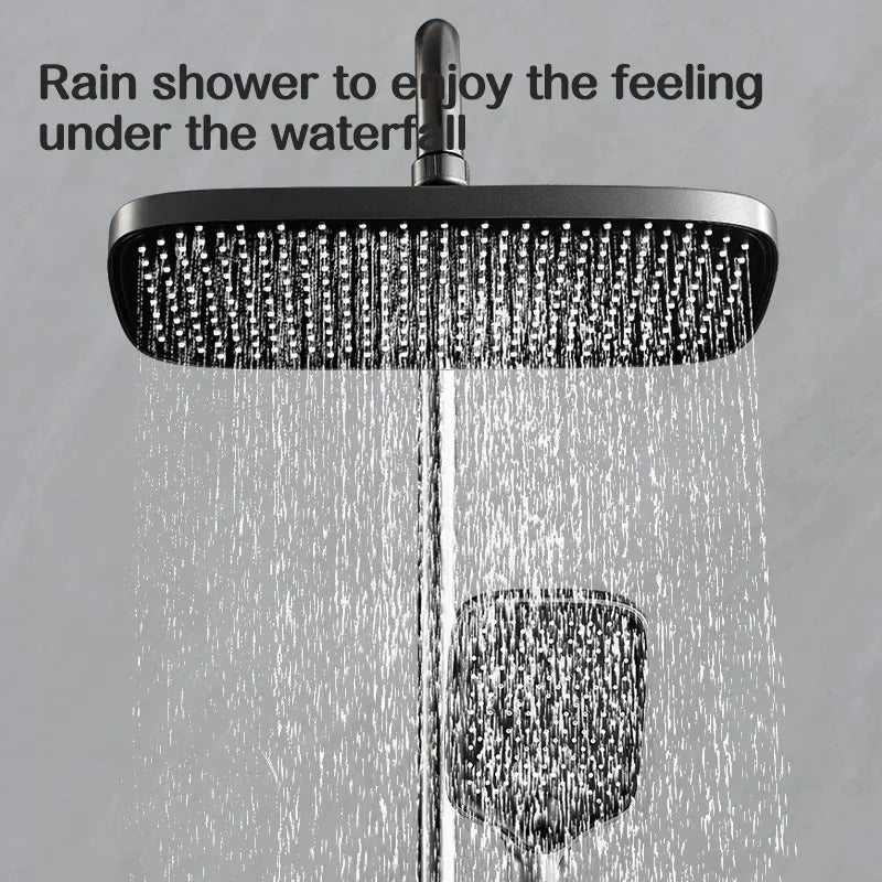 ZeeCry Thermostat Shower shower set with Temperature light Rainfall Modular shower system waterfall bathroom 4 function shower set luxuty shower system