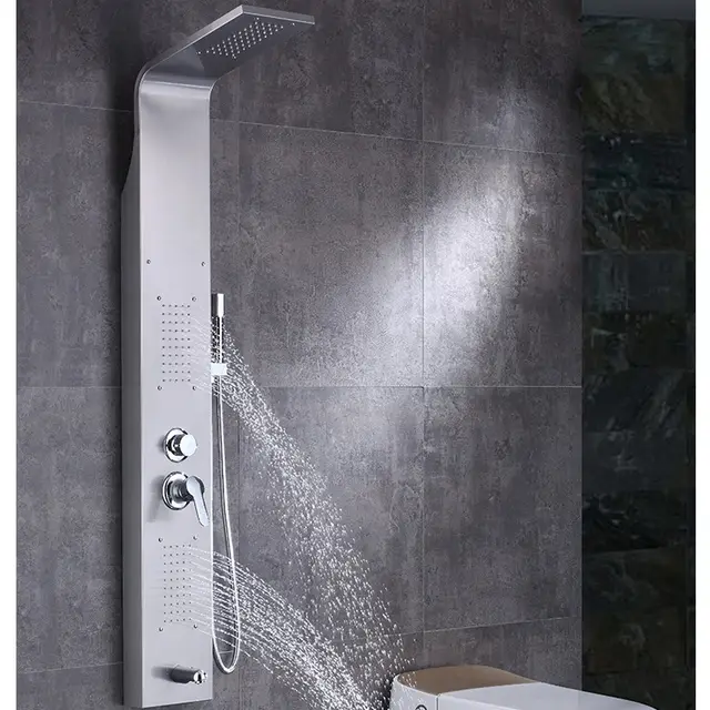 ZeeCry Shower Panel Rainfall Shower, Body Massage Spray Handheld Shower ,Wall Mount Easy Connect Shower Panel Kit , Luxury Chrome Shower Panel 6 in One With LED Display Tower System ( Stainless Steel ) 304