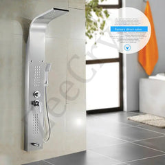 ZeeCry Shower Panel Rainfall Shower, Body Massage Spray Handheld Shower ,Wall Mount Easy Connect Shower Panel Kit , Luxury Chrome Shower Panel 6 in One With LED Display Tower System ( Stainless Steel ) 304