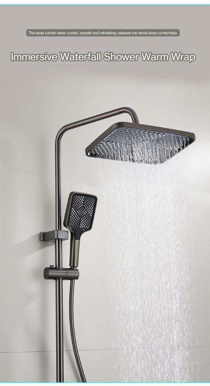 ZeeCry Thermostatic Shower Set With Temparature LED Digital Display, Bathroom Thermostatic Shower set System,5 in1 Wall Mixer Single Lever Overhead Shower Panel (Stainless Steel) SS304 Grey Color