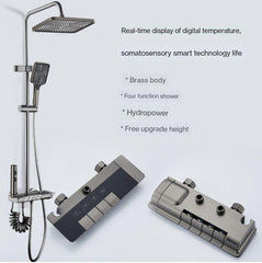 ZeeCry Thermostatic Shower Set With Temparature LED Digital Display, Bathroom Thermostatic Shower set System,5 in1 Wall Mixer Single Lever Overhead Shower Panel (Stainless Steel) SS304 Grey Color