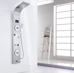 ZeeCry Luxury Thermostatic Shower Panel Full Set for Bathroom,Stainless Steel Shower 304 Grade, Thermostat Luxury Shower Panel With Chrome Finish ,6 in 1 System With Temperature Digital LED Shower Panel.