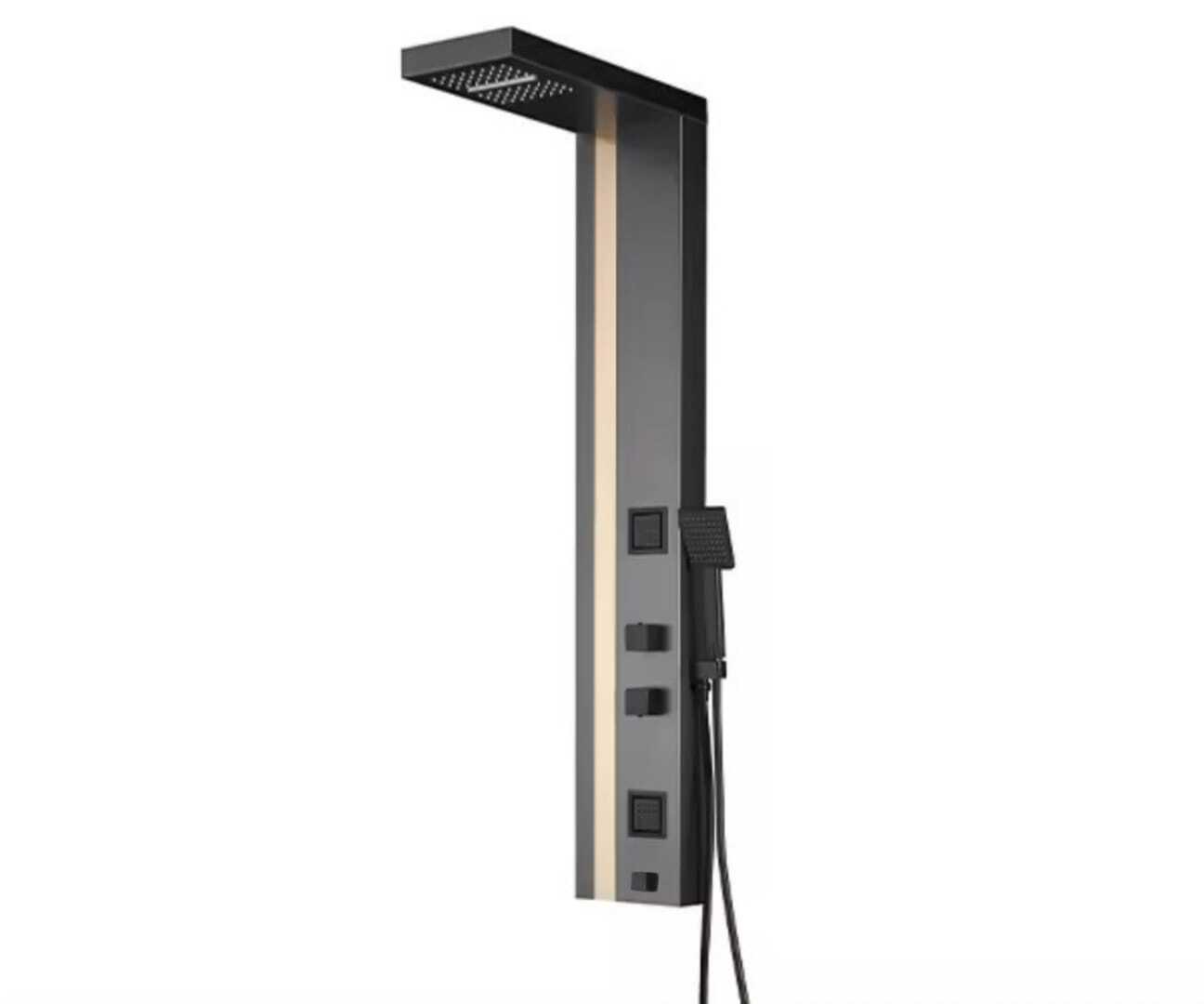 ZeeCry Shower Panel  Stainless Steel 304 Grade Shower Panel 5 in 1 Tower System , Matte Black Gold Finishing ,  Over Head Shower Dual Flow . Hand Shower , Body Jet Massage , Shower Panel  Wall Mount Easy Connect Shower Kit .