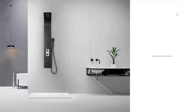 ZeeCry Shower Panel Matte Black Adition Thermostate Shower Panel System, Rainfall Shower Body Massage Spray Handheld Shower,Wall Mount Easy Connect Luxury Shower Panel (Stainless Steel) 304