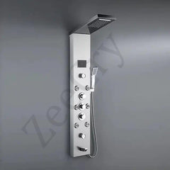 ZeeCry Thermostatic Chrome shower Panel/Rainfall Shower,8 Body Massage Spray/Luxury Bathroom shower Panel Waterfall Body Massage shower (Stainless Steel) 304