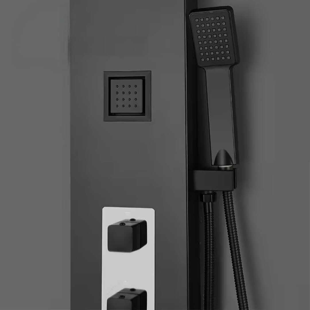 ZeeCry Shower Panel Matte Black Adition Thermostate Shower Panel System, Rainfall Shower Body Massage Spray Handheld Shower,Wall Mount Easy Connect Luxury Shower Panel (Stainless Steel) 304