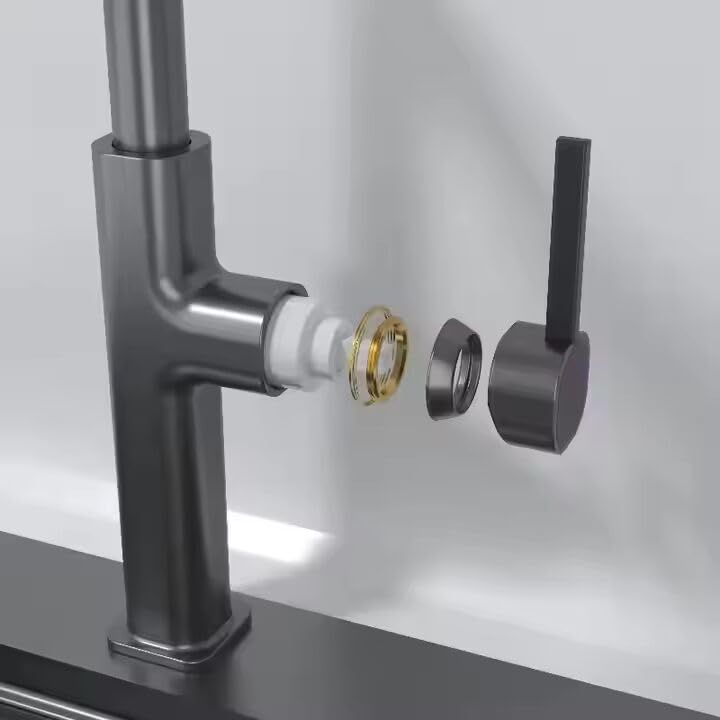 Zeecry Full Brass Kitchen Sink Tap | 4-Mode Pull-Down Faucet | 360° Swivel | Single Lever | Multi-Angle Spray | Sleek Matte Finish | Heavy-Duty Design | 5-Year Warranty | Hot & Cold Mixer (Brass)