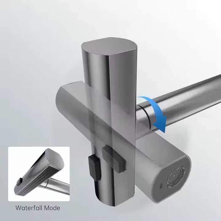 Zeecry Full Brass Kitchen Sink Tap | 4-Mode Pull-Down Faucet | 360° Swivel | Single Lever | Multi-Angle Spray | Sleek Matte Finish | Heavy-Duty Design | 5-Year Warranty | Hot & Cold Mixer (Brass)