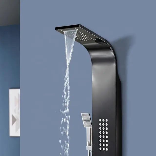 ZeeCry Stainless Steel 304 Grade Shower Panel System with Rainfall, Body Massage, Handheld Spray, and Jet - 4-in-1 Wall Mount Shower Tower, Brushed Finish for Bathroom