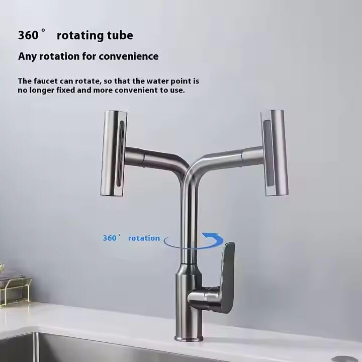 Zeecry Full Brass Kitchen Sink Tap | 4-Mode Pull-Down Faucet | 360° Swivel | Single Lever | Multi-Angle Spray | Sleek Matte Finish | Heavy-Duty Design | 5-Year Warranty (Brass)
