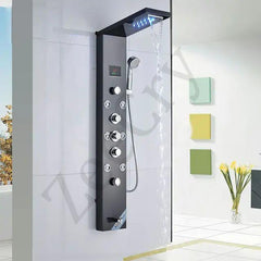 ZeeCry Shower Panel Rainfall Shower,8 Body Massage Spray Handheld,Wall Mount Easy Connect Shower Panel, Luxury Black Shower Panel 6 in One With LED Display Tower System (304 Stainless Steel)