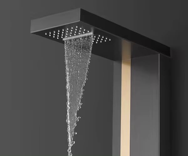 ZeeCry Thermostate Shower Panel Matte Black Gold Adition 5 in One Tower System,Body Massage Spray Handheld Shower,Wall Mount Easy Connect Shower Panel (Stainless Steel) 304