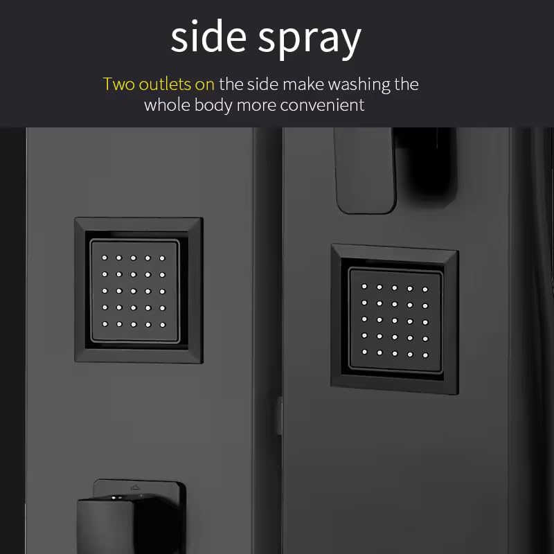 ZeeCry Shower Panel Matte Black Adition Thermostate Shower Panel System, Rainfall Shower Body Massage Spray Handheld Shower,Wall Mount Easy Connect Luxury Shower Panel (Stainless Steel) 304