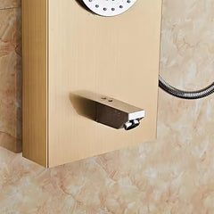 ZeeCry Thermostate Shower Panel 5 In One Tower System Body Massage Spray Shower Temperature Display Easy Connect Shower Panel Brsuh Free Scratch Gold Color (Stainless Steel) 304 Grade