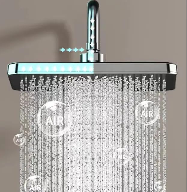 ZeeCry Shower Panel Rainfall Thermostatic Shower Set Handheld Shower,Wall Mount Easy Connect Shower Panel Kit, Luxury Shower Panel 6 in One With LED Display Tower System Heavy Brass Body Material