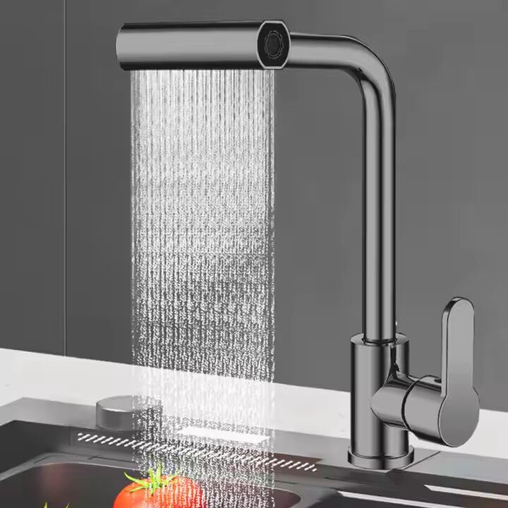Zeecry Full Brass Kitchen Sink Tap | 4-Mode Pull-Down Faucet | 360° Swivel | Single Lever | Multi-Angle Spray | Sleek Matte Finish | Heavy-Duty Design | 5-Year Warranty | Hot & Cold Mixer (Brass)