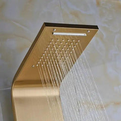 ZeeCry Shower Panel Rainfall Shower, Body Massage Spray Handheld Shower,Wall Mount Easy Connect Shower Panel Kit, Luxury Gold Shower Panel 6 in One With LED Display Tower System (Shower 7)