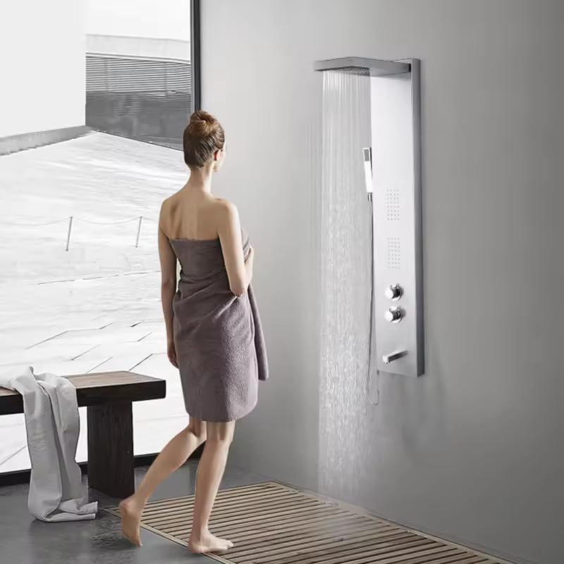 ZeeCry Luxury Shower Panel System/Thermostate shower panel Tower System/Body Massage Spray Shower Temperature Display Easy Connect Shower Panel Mirror Finish(Stainless Steel) 304 Grade