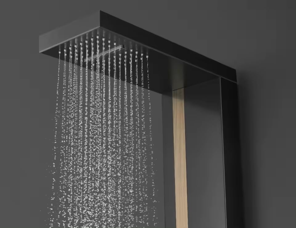 ZeeCry Shower Panel Matte Black Gold Adition Thermostate Shower Panel System, Rainfall Shower Body Massage Spray Handheld Shower,Wall Mount Easy Connect Luxury Shower Panel (Stainless Steel) 304