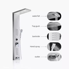 ZeeCry Shower Panel Stainless Steel Shower 304 Grade Panel 6 in 1 Tower System Rainfall Shower, Body Massage Spray Handheld Shower,Wall Mount Easy Connect Shower Panel Kit