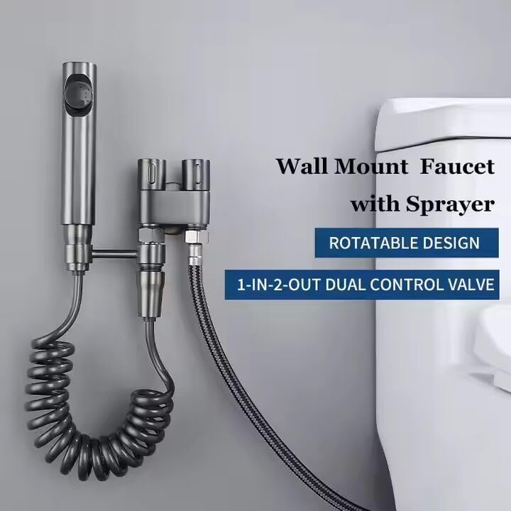 Zeecry Modern Handheld Bidet Sprayer Set – High-Pressure Bathroom Spray Gun with Angle Valve, 2m Hose, Chrome Finish, Wall Bracket, for Toilet & Washing Machine