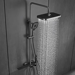 ZeeCry Thermostatic Shower Set Rainfall Modular Shower Panel/Hand shower/overhead rectangle Shower/Grey Color Brass Body / 5 in 1 Wall Mixer Single Lever Shower set