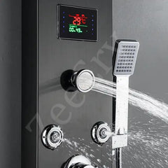 ZeeCry Shower Panel Rainfall Shower,8 Body Massage Spray Handheld,Wall Mount Easy Connect Shower Panel, Luxury Black Shower Panel 6 in One With LED Display Tower System (304 Stainless Steel)