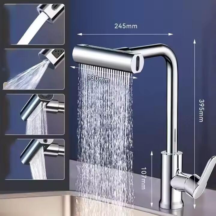 Zeecry Full Brass Kitchen Sink Tap | 4-Mode Pull-Down Faucet | 360° Swivel | Single Lever | Multi-Angle Spray | Sleek Matte Finish | Heavy-Duty Design | 5-Year Warranty (Brass)