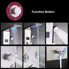 ZeeCry Thermostatic Chrome shower Panel/Rainfall Shower,8 Body Massage Spray/Luxury Bathroom shower Panel Waterfall Body Massage shower (Stainless Steel) 304