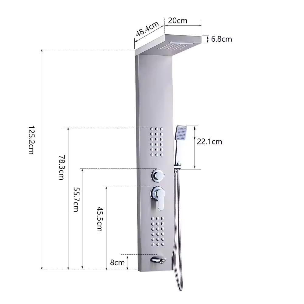 ZeeCry Luxury Shower Panel System/Thermostate shower panel Tower System/Body Massage Spray Shower Temperature Display Easy Connect Shower Panel Mirror Finish(Stainless Steel) 304 Grade