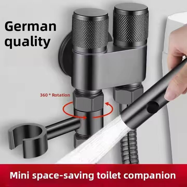 Zeecry Modern Handheld Bidet Sprayer Set – High-Pressure Bathroom Spray Gun with Angle Valve, 2m Hose, Chrome Finish, Wall Bracket, for Toilet & Washing Machine