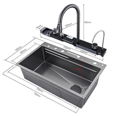 ZeeCry 30*18*10 Nano Black Multifunction Sink / Stainless Steel All In One Sink / LED Display Temperature With Lighting Screen 5 Piano Wwitch Digital Kitchen sink / Multifunctional Sink 304 ( Stainless Steel )