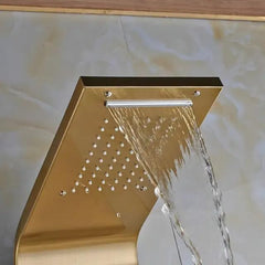 ZeeCry Shower Panel Rainfall Shower, Body Massage Spray Handheld Shower,Wall Mount Easy Connect Shower Panel Kit, Luxury Gold Shower Panel 6 in One With LED Display Tower System (Shower 7)