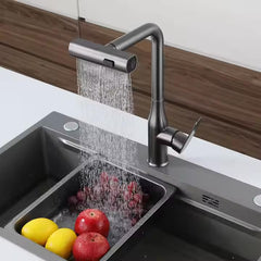 Zeecry Full Brass Kitchen Sink Tap | 4-Mode Pull-Down Faucet | 360° Swivel | Single Lever | Multi-Angle Spray | Sleek Matte Finish | Heavy-Duty Design | 5-Year Warranty | Hot & Cold Mixer (Brass)