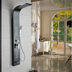 ZeeCry Stainless Steel 304 Grade Shower Panel System with Rainfall, Body Massage, Handheld Spray, and Jet - 4-in-1 Wall Mount Shower Tower, Brushed Finish for Bathroom