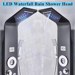 ZeeCry Stainless Steel 304 Thermostate Shower Panel 6 in 1 Shower Panel System/shower panel Tower System / 4 Body Massage Spray Shower Temperature Display Easy Connect Shower Panel Black Finishing