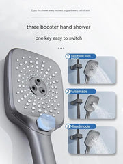 ZeeCry Thermostatic Shower Set Rainfall Modular Hand shower + overhead rectangle Shower/Grey Color (Stainless Steel) SS304 Brass Body / 4 in 1 Wall Mixer Single Lever Shower set