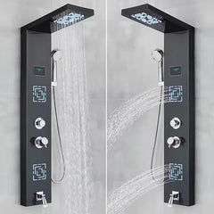 ZeeCry Luxurious Shower Panel Rainfall Shower, Body Massage Spray Handheld Shower,Wall Mount Easy Connect Shower Panel Kit, Luxury Matte Black Shower Panel 5 in One With LED Display Temperature